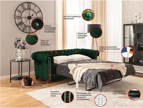 Divano verde allungabile con rivestimento in velluto 203 cm York Blik – Ropez