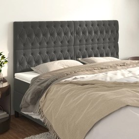 Testiera 4 Pz Grigio Scuro 90 X 7 X 78/88 Cm İn Velluto /