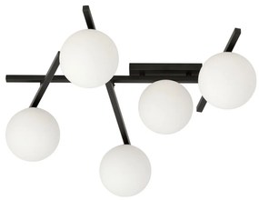 Lampadario da Soffitto in Acciaio e Vetro SMART 5 Nero 5xE14 Colore delle Sfere Bianco