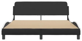 Giroletto con testiera nero e bianco 160x200 cm in similpelle