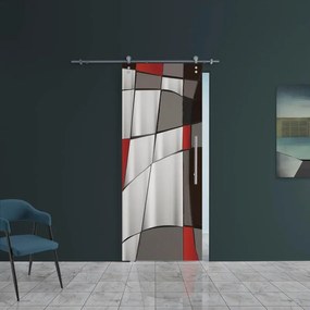 Porta scorrevole Carpet 6 in inox multicolore, L 88 x H 215 cm, con binario Lux Sinistra