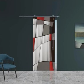Porta scorrevole sinistra Carpet 6 in inox multicolore, L 88 x H 215 cm, con binario Lux