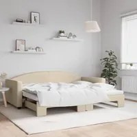 Divano Letto con Letto Estraibile Crema 90x200 cm in Tessuto 3197192