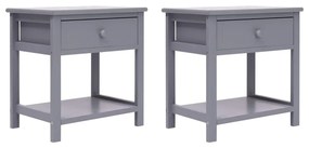 Comodini 2pz Grigi 40x29x42 Cm İn Legno Di Paulonia /