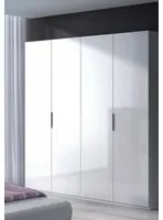 Guardaroba Knoxville, Armadio per camera da letto a 4 ante battenti, Mobile con 2 ripiani e barra appendiabiti, cm 180x52h200, Bianco