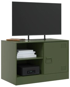 Mobili tv 2 pz verde oliva 67x39x44 cm in acciaio