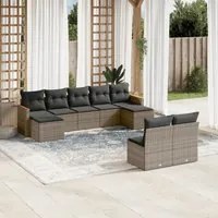 Set Divano da Giardino 9 pz con Cuscini Grigio in Polyrattan 3258777