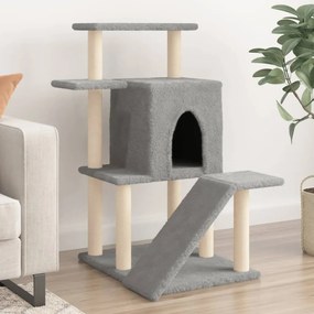 Albero per gatti con tiragraffi in sisal grigio chiaro 97 cm