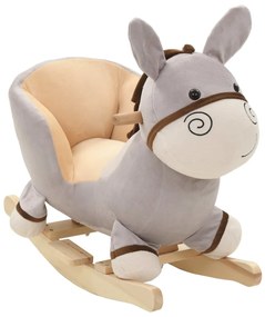 Giocattoli a Dondolo con Schienale in Peluche per Bambini 60x32x55 cm e oltre, Grigio / Asino