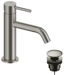 Rubinetto per lavabo a canna bassa LOOP nichel spazzolato in ottone SANYCCES