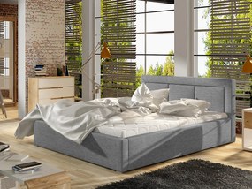 Letto matrimoniale con box contenitore Bordeaux - 160 x 200 cm , Tessuto grigio chiaro