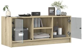 Mobile porta tv con ante in vetro rovere sonoma 102x37x42 cm