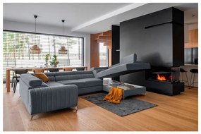 Divano angolare blu allungabile/con contenitore (con penisola a destra/a U) Louis – ELTAP