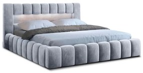 Letto matrimoniale imbottito grigio chiaro con contenitore con rete inclusa 140x200 cm Lamica – ELTAP