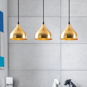Opviq Lampada a sospensione Tattoo 6214, metallo dorato a 3 luci lineare