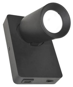 Faretto da parete TAFT 1xGU10/30W/230V USB nero