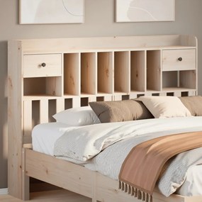 Testiera Con Ripiani 140 Cm İn Legno Massello Di Pino /