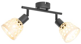 Faretto orientale nero con bambù 2 luci - Rayan