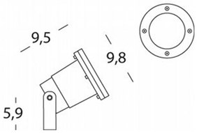 Faretto Da Esterno Moderno Spot Alluminio E Vetro Nero 1 Luce Gu10