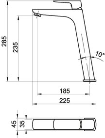 Novaservis - Rubinetto del lavandino NOBLESS EGO 28,5 cm cromo lucido