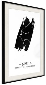 Poster  Zodiac: Aquarius I  Cornice Quadri Cornice nera con pass-partout, Larghezza x Altezza Home decor 30x45