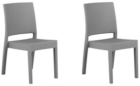 Set di 2 sedie da giardino in rattan sintetico grigio chiaro FOSSANO Beliani
