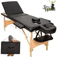 Lettino Massaggi Portatile in Legno 3 Zone Fisioterapia Estetista Zona SPA Nero