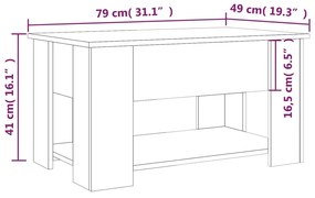 Tavolino da Salotto Rovere Marrone 79x49x41cm Legno Multistrato