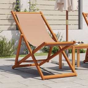 Sedia Da Spiaggia Pieghevole Tortora Legno Eucalipto E Tessuto /