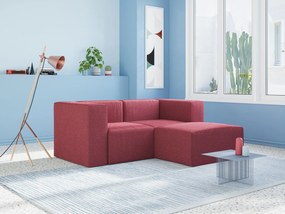 Nettuno divano angolare modulare reversibile e componibile in morbido tessuto bouclè T07 rosso