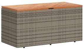 Contenitore giardino grigio 110x50x54cm polyrattan legno acacia