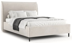 Letto matrimoniale imbottito crema con spazio contenitivo e rete 180x200 cm Shell - Maison de Rêve