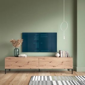 Mobile TV 175 Cm Listellato 2 Ante Rovere Piedini Neri Zenith