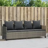 Lettino Prendisole con Cuscini Grigio in Polyrattan 368346