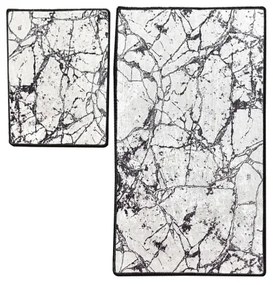 SET 2x Tappeto bagno MARBLE 60x100 cm bianco/nero