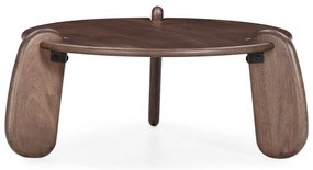 Tavolino da salotto rotondo marrone scuro in mango massiccio ø 80 cm Tamira – MOME