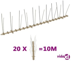 vidaXL Set Dissuasori per Uccelli e Piccioni 20 pz 2 File 10 m