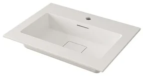 Lavabo integrale rettangolare vasca centrale DOMINO H 1 x P 46 cm in resina bianco opaco