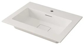 Lavabo integrale a incasso rettangolare vasca centrale Domino H 1 x P 46 cm in resina bianco