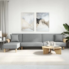 Divano Letto A L Grigio Chiaro 279x140x70 Cm İn Tessuto /