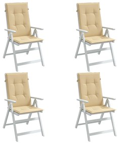 Cuscini Sedia Schiena Alta 4 Beige Mélange 120x50x4 Tessuto /