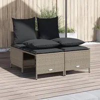 Set Divano da Giardino 4pz con Cuscini Grigio Chiaro Polyrattan 368385