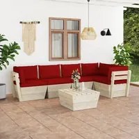 Set Divani da Giardino su Pallet 6 pz con Cuscini Legno Abete cod mxl 43859