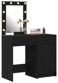 Set di tavoli da trucco 2 pezzi  con led in legno ingegnerizzato nero