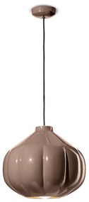 Lampadario Vintage Decò Afoxe' Ceramica Marrone Moka 1 Luce E27
