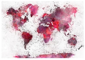 Fotomurale World Map: Red Watercolors