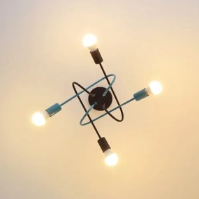 Lampadario a plafone OXFORD 4xE27/15W/230V nero/turchese