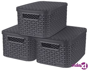 Curver Scatole con Coperchio Style 3 pz Misura S 6L Antracite