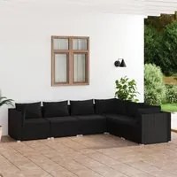 Set Divani da Giardino 6 pz con Cuscini in Polyrattan Nero 3101712