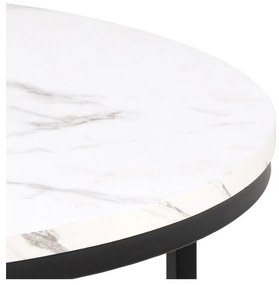 Tavolino rotondo bianco con piano effetto marmo ø 80 cm Spiro - Actona